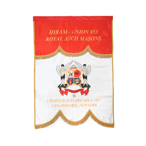 Bandera de Capítulo de Logia del Arco Real Masónico Impresa con Trenza Dorada y Flecos - ¡Gran Oferta! Banderas y Accesorios de Exhibición - Product Image 1
