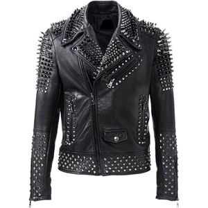 Chaqueta Acolchada con Capucha y Cierre para Hombre, Negra, de Piel de Vaca Grabada, con Ribete de Piel de Oveja, Ecológica - Product Image 4