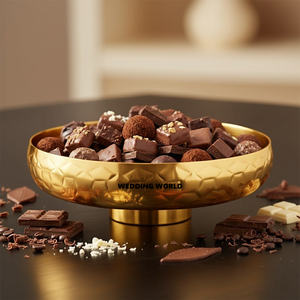 Bol à chocolat en acier inoxydable avec assiette, bol à bonbons de luxe tendance, forme ronde, décoration de table, nouveau bol à chocolat - Product Image 6
