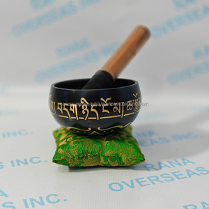 Juego de Cuencos Tibetanos de Latón Negro Antiguo de 4 Pulgadas Hechos a Mano, con Martillo, Cojín, para Yoga, Chakra, Meditación, Regalo - Product Image 1
