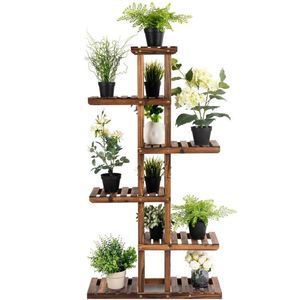 Scaffale da giardino in legno a 6 livelli per lo stoccaggio e la cremagliera per piante forniture da giardino - Product Image 3