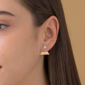 Boucles d'oreilles de mariage ZAWO HOUSE minimalistes en diamant double triangle pour femme, bicolores, plaqué or, VVS1, cultivées en laboratoire - Product Image 5