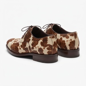 Chaussures habillées pour hommes en cuir véritable à imprimé vache, bout pointu, à lacets, toutes saisons, semelle antidérapante - Product Image 4