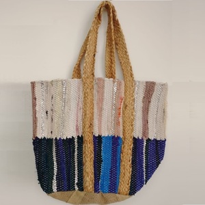 Sac fourre-tout de plage et de voyage en jute pour femme, style bohème, écologique, tendance 2026, grande capacité, réutilisable, en coton de haute qualité - Product Image 1
