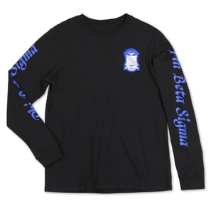T-shirt à manches longues noir Phi Beta Sigma avec inscription grecque et blason, chemise décontractée en coton pour homme de la fraternité - Product Image 1