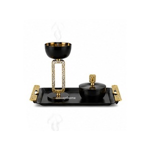 Stainless Steel Incense <b>Burner</b> Set With Tray Aromatic Diffuser Floral Design All Season Use - Product Image 5