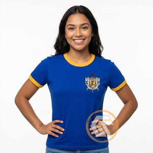 GREEK TREASURES Camiseta de Cuello Redondo Azul Rey para Mujer, Logotipo Bordado, Corte Regular, Manga Corta Informal, 100% Algodón Jersey - Product Image 1
