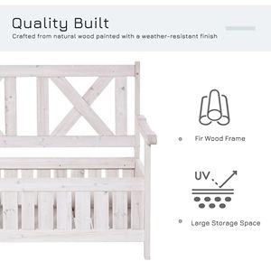 Panca da Giardino in Legno Massello a 2 Posti con Vano Portaoggetti, Design Elegante con Pannelli a Persiana per Esterni, Colore Bianco - Product Image 6