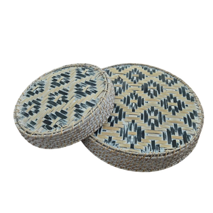 Wholesale Round Bamboo <b>Tray</b> with Rattan Woven Rattan Serving <b>Tray</b> For Coffee Table, Kitchen Countertop from Vietnam - Product Image 4