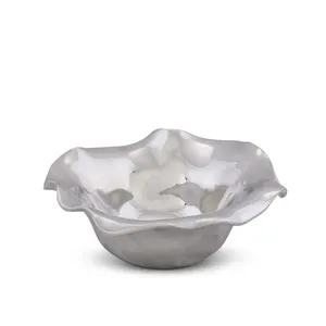 Bol de service moderne en métal poli, fait main et écologique, élégant et luxueux, pour fruits, idéal pour la décoration intérieure contemporaine - Product Image 2
