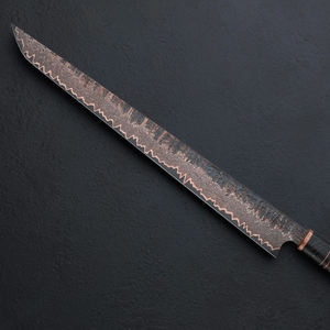 SCL: Hand Made Premium Copper Damascus <b>Slicing</b> Knife With Extended Blade And Comfortable <b>Wooden</b> Grip For Precise Kitchen Cutting - Product Image 6