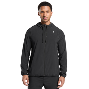 Men Slim Fit Track Jacket Lightweight Zip Up Hooded <b>Windbreaker</b> Training Running Sportswear Casual Activewear <b>Black</b> Coat - Product Image 1