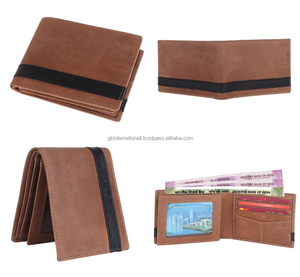 2020 portefeuille en cuir pour hommes à deux volets à grain supérieur commande en gros fabriqué en inde grand portefeuille mince anti-vol RFID spacieux pour hommes - Product Image 5