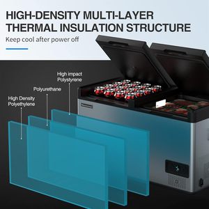 Refrigerador de Coche de 12 Voltios, 12/24VDC y 110-240V AC, 52Qt, Doble Zona, Refrigerador Portátil de 12 Voltios para Camping y Viajes - Product Image 3