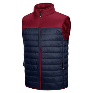 Chaleco de Plumón Plegable al por Mayor, Colores Rojo y Azul, con Cremallera, Cálido, Acolchado, Cuello Alto, 400 Gsm, Sin Mangas, para Invierno - Product Image 1