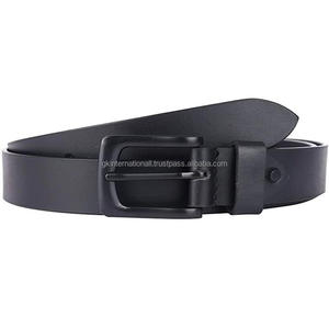 เข็มขัดลำลองหนังแท้สำหรับผู้ชาย, เข็มขัดลำลองธุรกิจหัวเข็มขัดสังกะสีสีดำล้วนเข็มขัดลำลองสำหรับทุกเพศ - Product Image 2
