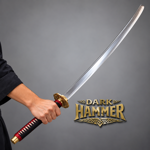 Espada Katana Samurai con Funda Roja a Juego, Estilo Japonés Tradicional, Hoja Curva, Mango Decorativo, Accesorios en Tono Dorado - Product Image 1