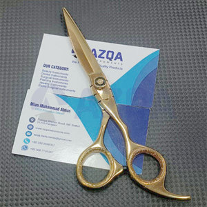 Ciseaux de coiffure en acier inoxydable plaqué or avec lames affûtées pour usage professionnel en salon et en toilettage - Product Image 3