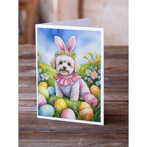 Maltipoo <b>Easter</b> Egg Hunt Greeting <b>Cards</b> <b>Pack</b> of 8 Whimsical A7 Size 5x7 Blank Note <b>Cards</b> with Envelopes - Product Image 2