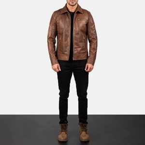 Chaqueta de Cuero para Motociclista, Estilo Moderno, Cuello Alto, Corte Ajustado, para Hombre, Otoño, Moda Urbana - Product Image 2