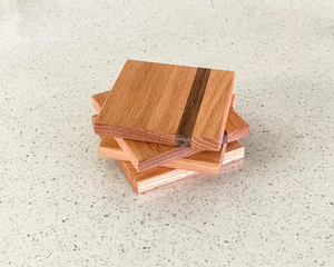แผ่นรองแก้วไม้ |   ชุด 4 ชิ้น |   ที่รองแก้วชาทำมือจากนักออกแบบ - Product Image 2