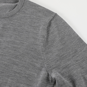 Suéter de Punto con Cuello Redondo, Color Gris Sólido, Manga Larga, Corte Regular, para Otoño, 100% Acrílico, Estilo Pullover, Producción Harry Johnson - Product Image 6
