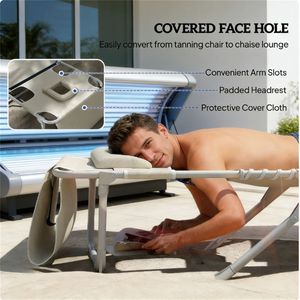 Set di 2 Sedie Sdraio Pieghevoli Beige per Esterni, Arredamento da Giardino - Product Image 3