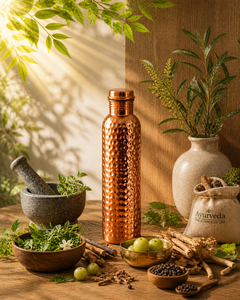 Handcrafted 1000ml Pure Copper <b>Drinkware</b> Water Bottle Eco-Friendly Hammered Design Unique Patterns Ayurveda Health Benefits - Product Image 5