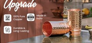 Handmade Copper Glass Tumbler Manufacturer Ayurvedic Drinking Water Cup Bulk Export Metal <b>Drinkware</b> India - Product Image 4
