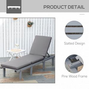 Sdraio da Giardino con 4 Posizioni Regolabili, Schienale in Rete Grigia, Cuscino, Reclinabile per Esterni, Spiaggia, Prato, Prendisole, in Teak - Product Image 5