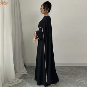 Vestido Maxi con Detalle de Perlas Blancas, Elegante Vestido de Noche con Mangas Tipo Capa Adornadas con Perlas, Abaya Eid 2026, Vestido Musulmán para Mujer - Product Image 3