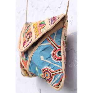 Modern Style Hand Embroidery Banjara Casual Fashion Open Closure <b>Chains</b> Patchwork <b>Mirror</b> Work Clutch Purse for Women's Daily Use - Product Image 3