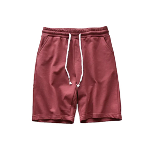 Pantalones Cortos Bermuda de Algodón Rojo Sólido para Hombre, Cintura Media, con Cordón, Estilo Casual, Tejidos y Transpirables - Product Image 1