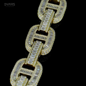 Joyería Fina, Pulsera de Lujo para Hombre, Cadena Cubana con Incrustaciones de Moissanita VVS Certificada, Dos Tonos, Plata de Ley 925 - Product Image 4