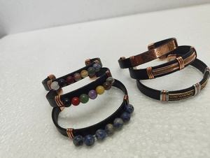 Bracelets en perles de jade avec perles de coquillage de 10 mm, bracelets à breloques en argent tibétain style punk pour les bijouteries - Product Image 2