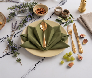 Olive Green 100% <b>Linen</b> Handmade Classic Reusable Dinner <b>Napkin</b> 60x60cm for Party Wedding Buffet - Product Image 2