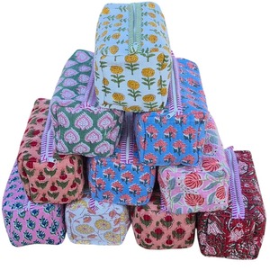 Bohemian Toiletry Bag Floral Cotton Cosmetic Bag Zipper Closure Multi-Function Travel <b>Makeup</b> Pouch Medium Size Embroidered - Product Image 1