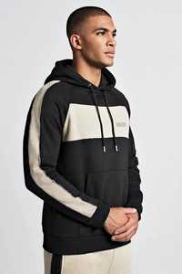 ONETEN APPARELS <b>Men's</b> Color Blocked <b>Hoodie</b> Pullover Cotton French Terry Hooded Sweatshirt Autumn Style - Product Image 2