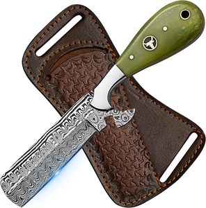 Couteau de boucher artisanal en acier Damas de 7 pouces, qualité industrielle OEM, avec étui en cuir - Couteau de cowboy occidental pour le camping en plein air - Product Image 1