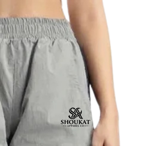Pantalon large pour femme, gris uni, avec bande latérale, taille élastique, coupe ample, longueur complète, décontracté, en tissu Oxford - Product Image 6