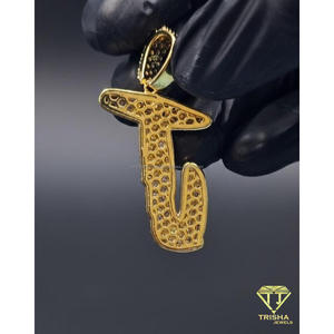 <b>Iced</b> <b>Out</b> J Pendant Moissanite Diamond Hip Hop Necklace Bling <b>Chain</b> Luxury Statement Jewelry Gift - Product Image 3