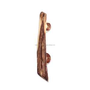 Tirador de puerta de madera natural tallado estilo antiguo, herrajes para gabinetes hechos a mano, diseño de borde natural, accesorio de mobiliario ecológico - Product Image 5