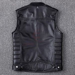 Gilet en cuir véritable pour homme, style motard, vente en gros ODM, veste sans manches personnalisée pour adultes, vêtement d'extérieur vintage décontracté de qualité supérieure 2026 - Product Image 2
