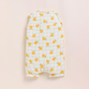 Premium Quality Organic Muslin Half Romper - Orange Print - Product Image 2