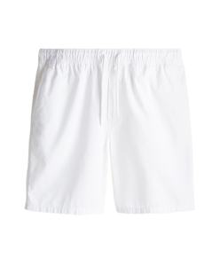 กางเกงขาสั้นสีขาวผ้าฝ้าย100% สำหรับผู้ชายทรงปกติมีเชือกผูกเอวกระเป๋าข้างแนวทแยง - Product Image 1