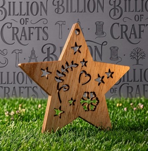 ของตกแต่งไม้รูปดาว งานแฮนด์เมด ตัดลาย ตกแต่งบ้าน งานฝีมือ รูปแบบดอกไม้ - Product Image 3