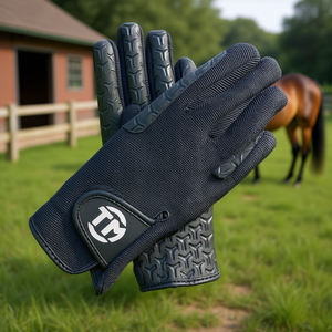 Gants d'équitation unisexes personnalisés pour l'été, en polyester extensible, à doigts entiers, avec grip renforcé et impression en silicone - Product Image 3