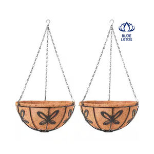 Maceta Colgante Premium de Fibra de Coco con Cadena Metálica para Jardinería Interior y Exterior - Product Image 1