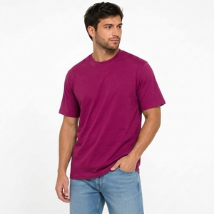 T-shirt décontracté à col rond en coton épais et ample pour un usage quotidien - Product Image 1