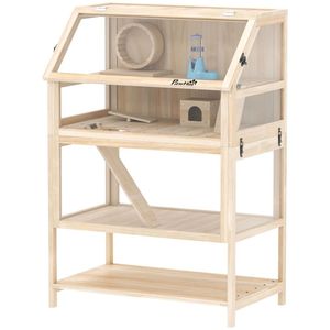 Cage pour petits animaux avec étagère de rangement, cage en bois pour hamster - Product Image 6